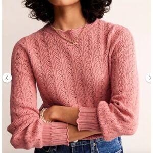 NWT Boden Light Pink Long Sleeve Cable Knit Sweater